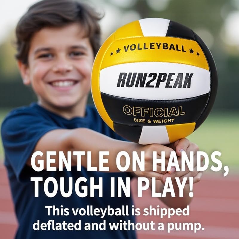 RUN2PEAK Soft Volleyball Ball Official Size 5 Volleyballs for Indoor Outdoor Beach Pool Game Play for Youth Teen Team Beginners Professional PU Leather Training Practice Volley Balls - Image 3